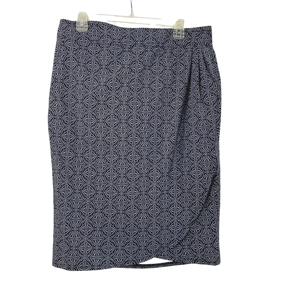 RipSkirt Wrap Skirt Womens Large Blue White Geo Print Travel Beach Resort Vaca‎